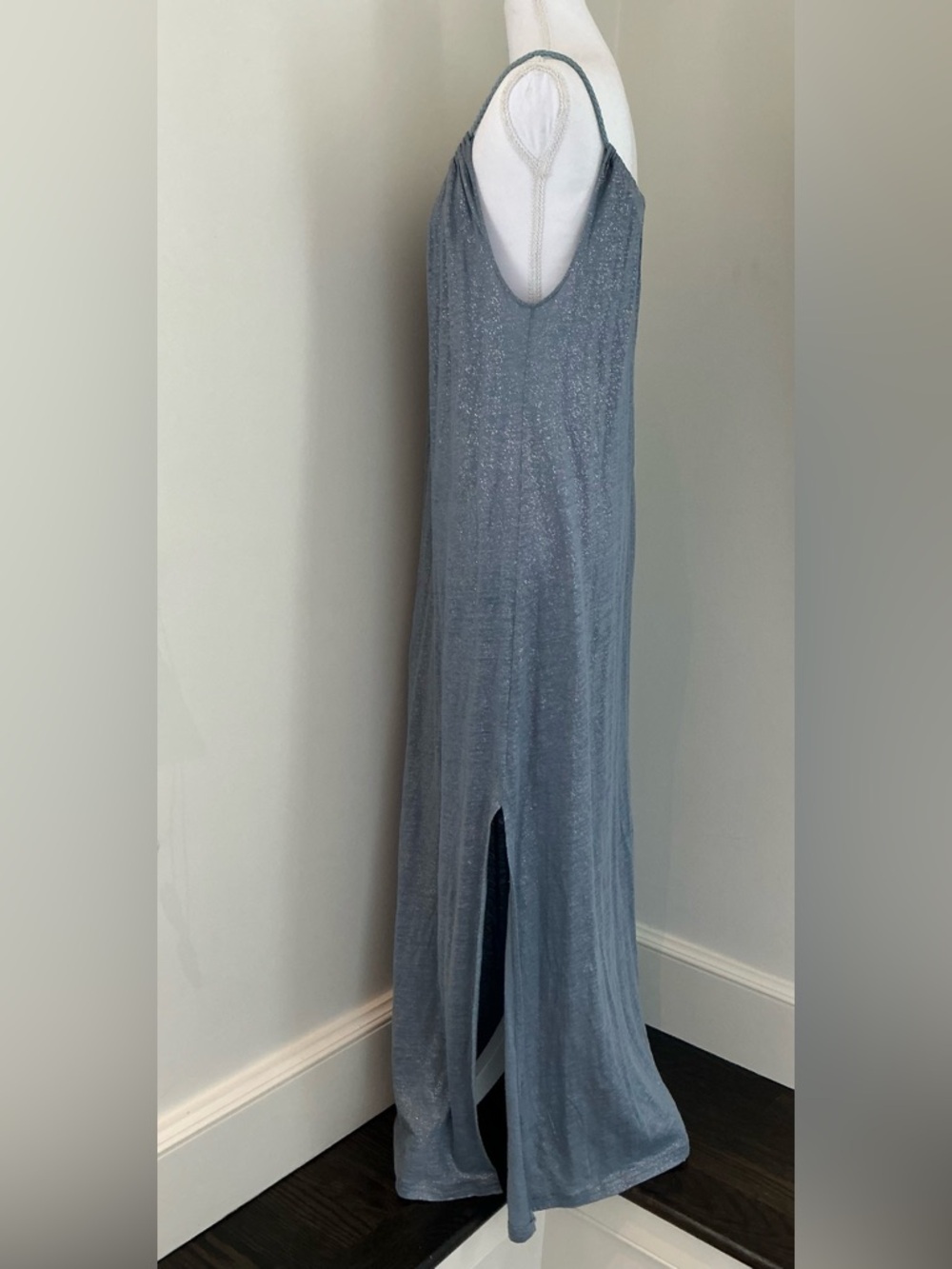 LAZUL Shimmery Blue Maxi Dress with Braided Straps - Picture 2 of 7